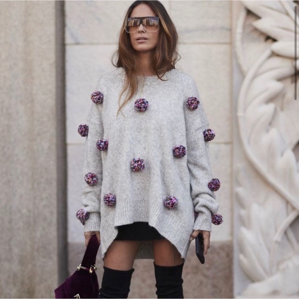 Zara Pom Pom oversized sweater